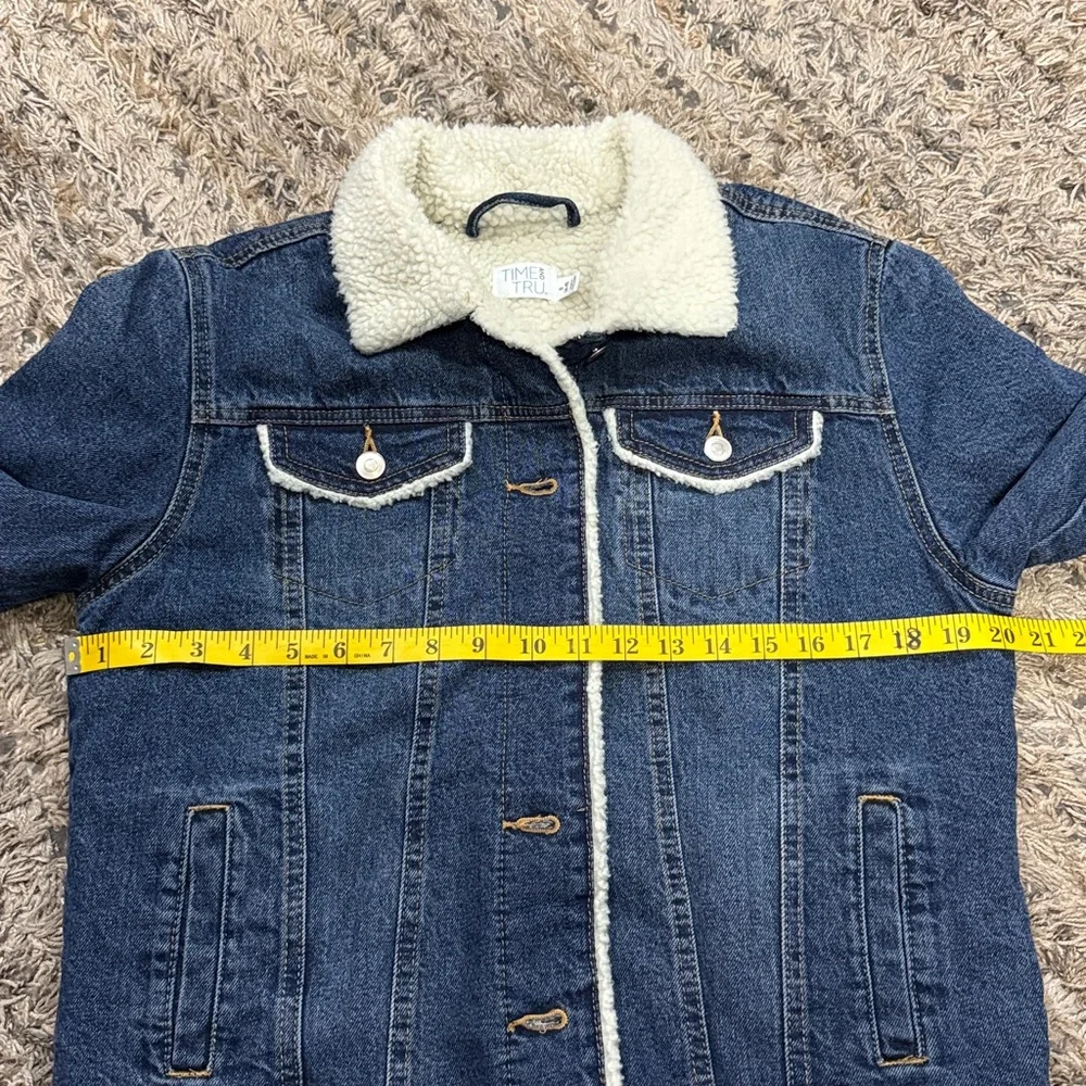 NWT Time and Tru Blue Denim Sherpa Jacket sz small 4-6 - Picture 6 of 7